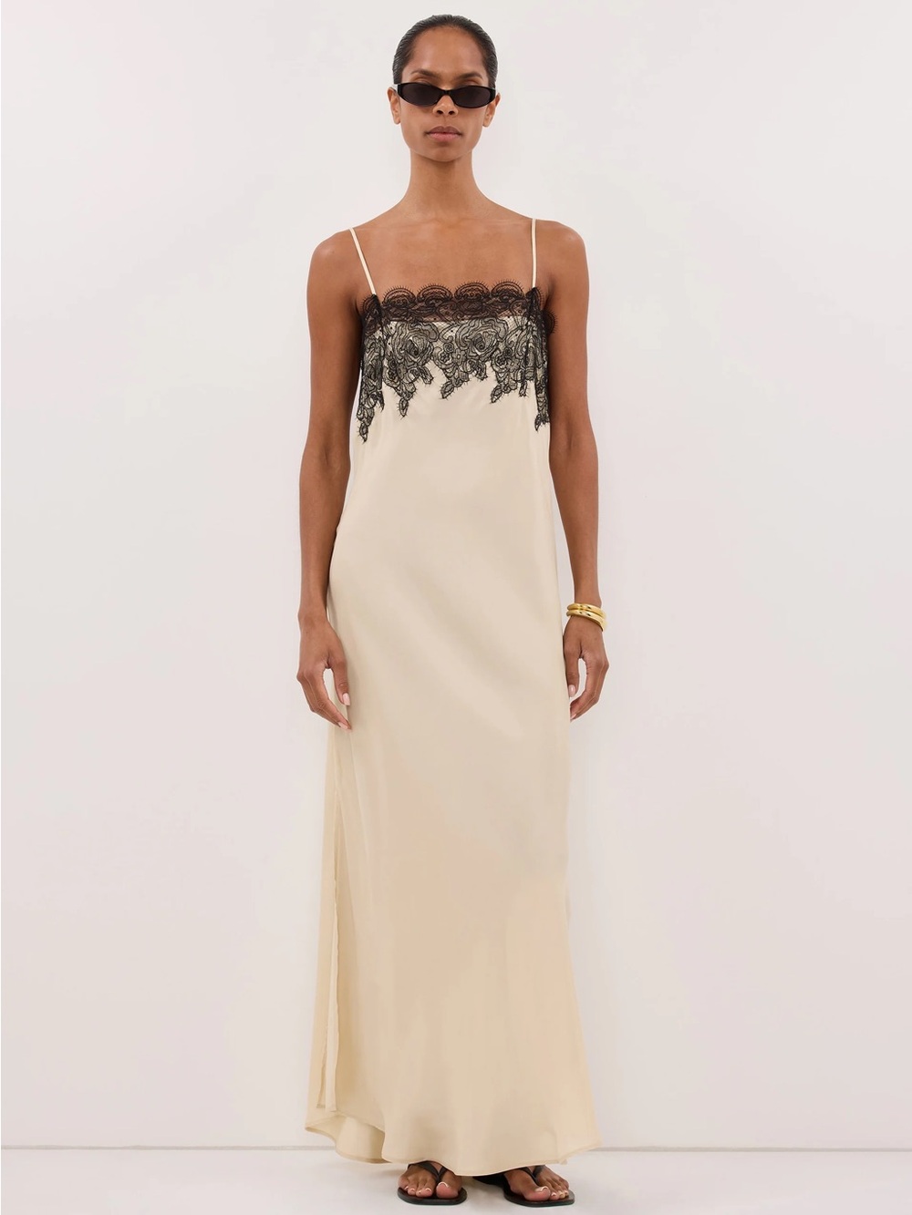 DISSH Cream Slip Chemise with Black Lace Bodice
